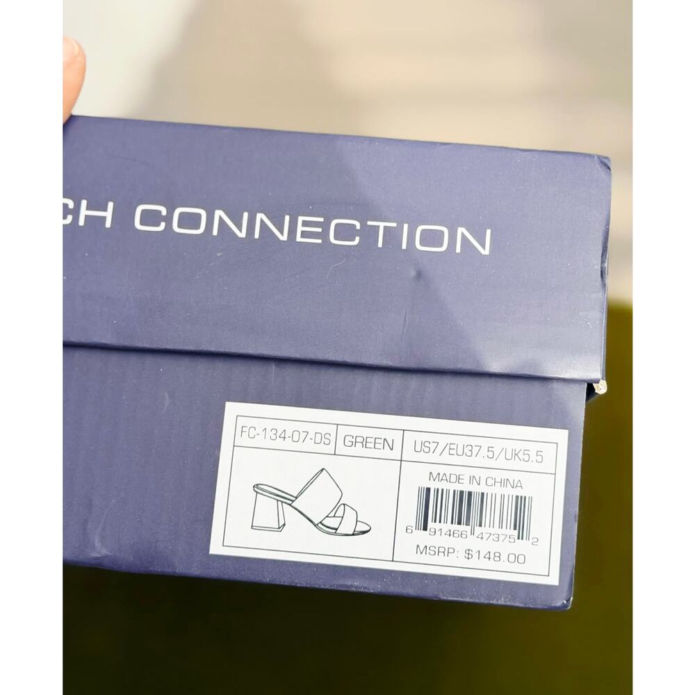 NIB - French Connection Angela Green Croc Lucite Block Heel Sandal Slides-Sz 7 - Picture 7 of 8